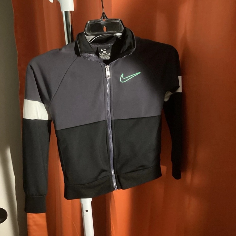 Nike Black and Dark Gray Track Jacket with Mint Logo